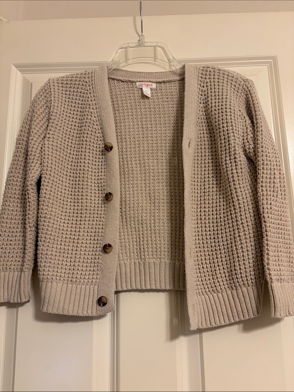 Cat & Jack Cream Waffle-Knit Button-Front Cardigan